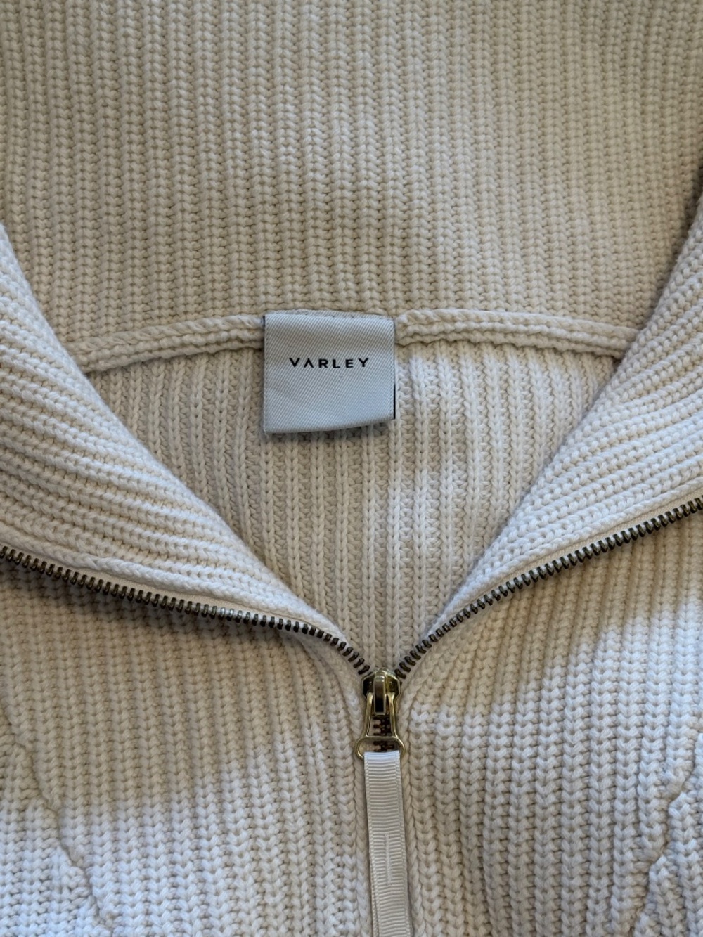 Varley Mentone Half Zip Knit Sweater Pullover Cream Egret Cropped Small - Picture 3 of 9